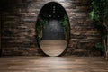 Elegant stone archway with lush greenery