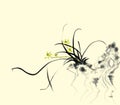 Elegant stone orchid ink decorative painting Royalty Free Stock Photo