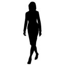 Elegant and stylish business woman very expressive goes to work on foot, from work. Dressed in knee-length business dress Royalty Free Stock Photo