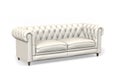 Elegant stylish two seater white leather sofa with wooden legs