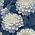 Elegant Stylized Chrysanthemums Seamless Pattern AI Generated