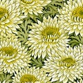 Elegant Stylized Chrysanthemums Seamless Pattern AI Generated