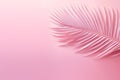 Elegant stylized palm leaf with a smooth pink gradient, presented on a soft pastel pink backdrop. Generative AI.