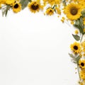 Elegant Sunflower Border Open White Space Royalty Free Stock Photo