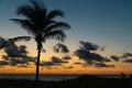 Sunrise on Delray Beach with clouds and calm water.