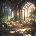 Elegant Sunroom: The Perfect Gathering Place Royalty Free Stock Photo