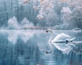 Elegant swan gliding across a tranquil lake Royalty Free Stock Photo