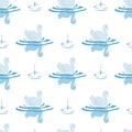 Elegant Swan in the Quiet Lake Vector Graphic Seamless Pattern