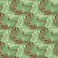 Elegant swirl and curly brush strokes seamless pattern. Hand drawn vector ink green, white, red background. Diagonal