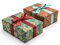 Elegant Swirl Pattern Gift Boxes with Ribbon Bows â Perfect for Holidays Royalty Free Stock Photo