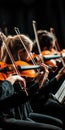 Elegant Symphony Performance with Talented Violinists and Orchestral Strings in a Beautiful Ensemble Royalty Free Stock Photo