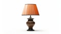 Elegant Table Lamp With Orange Shade On White Background