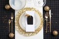 Elegant table setting on light background, top view Royalty Free Stock Photo