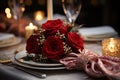 Elegant table setting in restaurant. Selective focus. Table set for an event party or wedding reception. Royalty Free Stock Photo