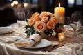 Elegant table setting in restaurant. Selective focus. Table set for an event party or wedding reception. Royalty Free Stock Photo