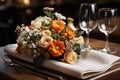 Elegant table setting in restaurant. Selective focus. Table set for an event party or wedding reception. Royalty Free Stock Photo