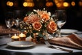 Elegant table setting in restaurant. Selective focus. Table set for an event party or wedding reception Royalty Free Stock Photo