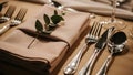 table setting with cutlery and napkin. Royalty Free Stock Photo