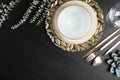 Elegant table setting and space for text Royalty Free Stock Photo