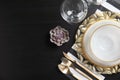 Elegant table setting and space for text Royalty Free Stock Photo