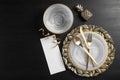 Elegant table setting and space for text Royalty Free Stock Photo