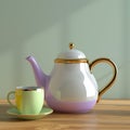 Elegant tea set on wooden table Royalty Free Stock Photo