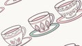 Elegant Teacups Pattern - Classic Beverage Ware Design, vector design Generative AI Royalty Free Stock Photo