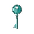 Elegant Teal Key Illustration Access Secrets Security Solution Vector Royalty Free Stock Photo