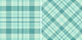 Elegant teal plaid patterns. Two seamless designs, perfect for textile prints, apparel, websites, or packaging Royalty Free Stock Photo