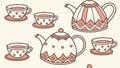 Elegant Teapots and Teacups Pattern for High Tea, vector design Generative AI Royalty Free Stock Photo