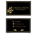 Elegant template business card with gold flower and leaf