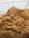 Elegant and tempted image of sand sculpture about acquarium lifes