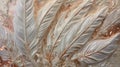 Elegant Textured Feather Artwork in Gold Royalty Free Stock Photo