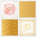 Elegant Thank You card templates with pink seamless patterns