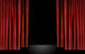 Elegant theater stage with red velvet curtains