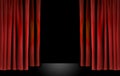 Elegant theater stage with red velvet curtains Royalty Free Stock Photo