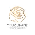 Elegant Thin Rose Flower Logo. Floral Emblem