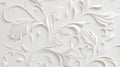 Elegant Three-Dimensional White Floral Texture Wall Panel Design Enhances Interior Depth and Grace Royalty Free Stock Photo