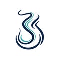 Elegant 3 Three Number Smoke Wave Water Logo Illustration