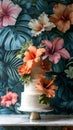 wedding cake decorated flowers AI Generated