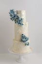 Elegant 3 Tier Wedding Cake With Piped Lace Accents And Edible F