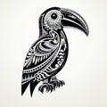 Elegant Toucan Bird Tribal Tattoo With Geometric Patterns