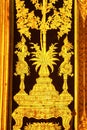 Elegant of traditional Thai style art golden painting on ancient door Royalty Free Stock Photo