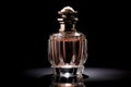 Elegant transparent bottle perfume on black background. Genaretive Ai Royalty Free Stock Photo
