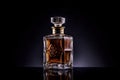 Elegant transparent bottle perfume on black background. Genaretive Ai Royalty Free Stock Photo