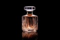 Elegant transparent bottle perfume on black background. Genaretive Ai Royalty Free Stock Photo