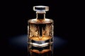 Elegant transparent bottle perfume on black background. Genaretive Ai Royalty Free Stock Photo