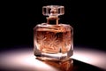 Elegant transparent bottle perfume on black background. Genaretive Ai Royalty Free Stock Photo