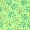 Trendy seamless ditsy pattern design of tropical schefflera leaves and cassava leaves. Artistic vector foliage background