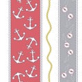 Elegant trendy modern vector seamless pattern with beautiful fashion anchor, chain, compass and marine rope on a white